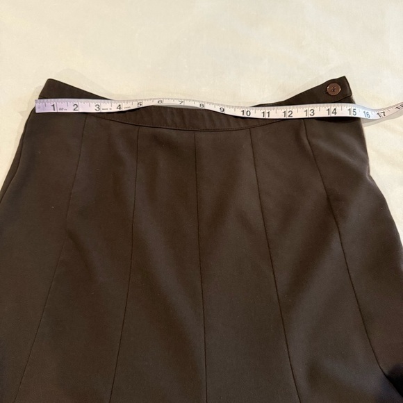 Laura Petite Flare Skirt A-Line Brown Midi Flowy Side Zipper Office Size 8 - Picture 7 of 10